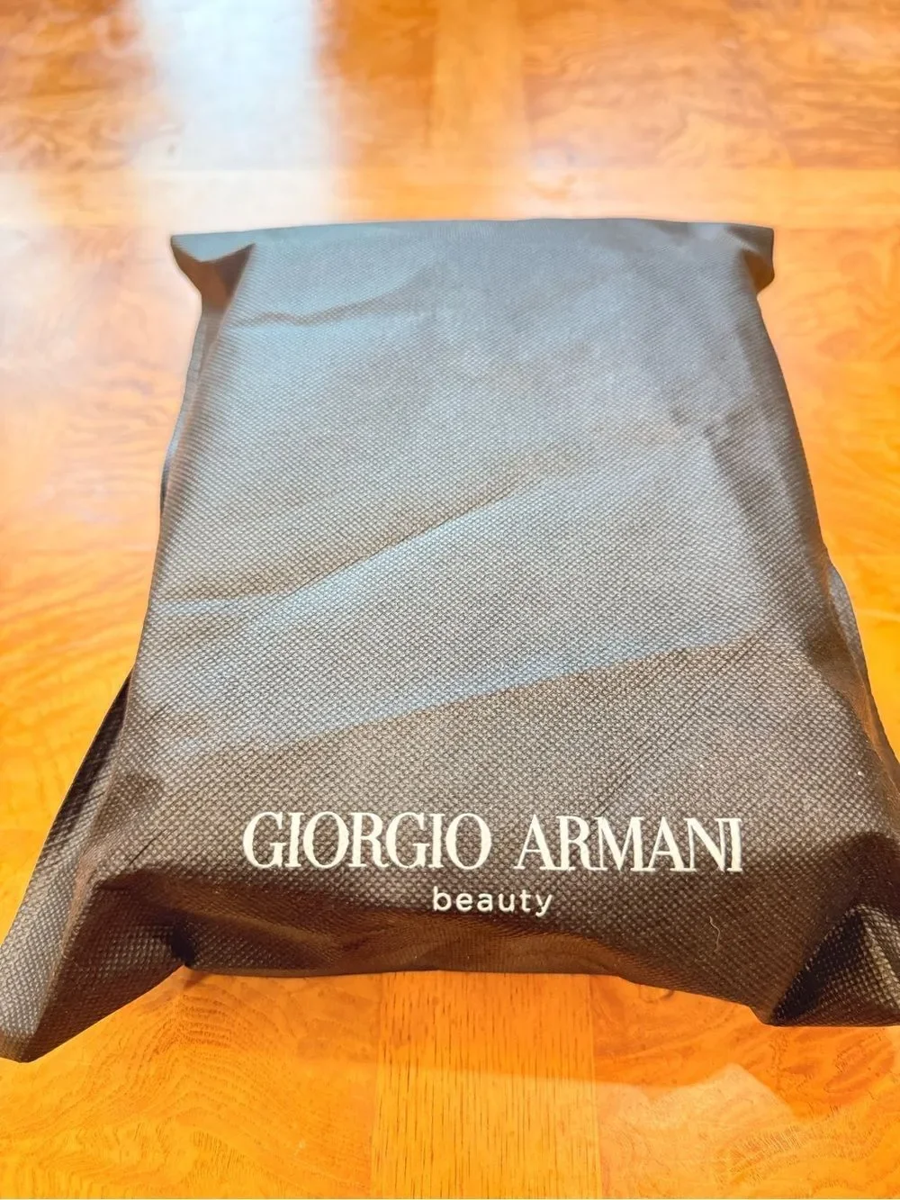 Giorgio Armani Beauty Black Cosmetic Makeup Train Case Travel Bag w/ Dust Bag